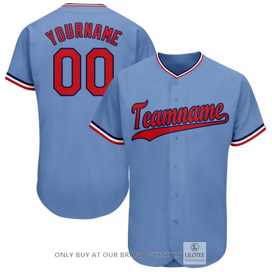 Personalized Light Blue Red Navy Baseball Jersey - LIMITED EDITION 6