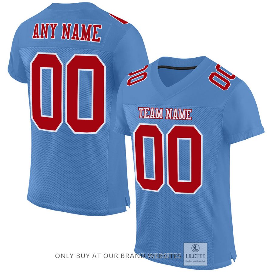 Personalized Light Blue White Red Football Jersey - LIMITED EDITION 17