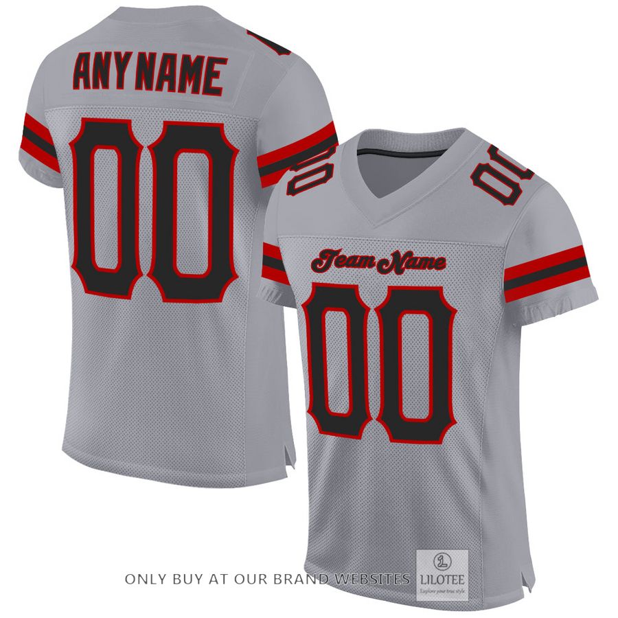 Personalized Light Gray Black-Red Football Jersey - LIMITED EDITION 16