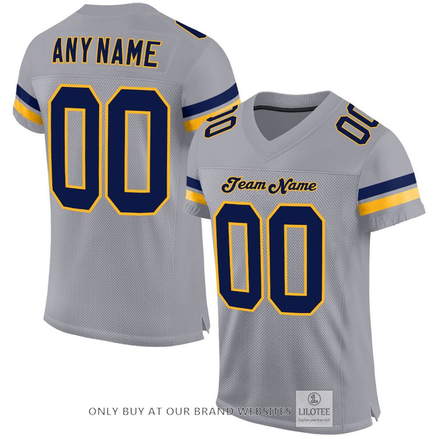 Personalized Light Gray Navy-Gold Football Jersey - LIMITED EDITION 16