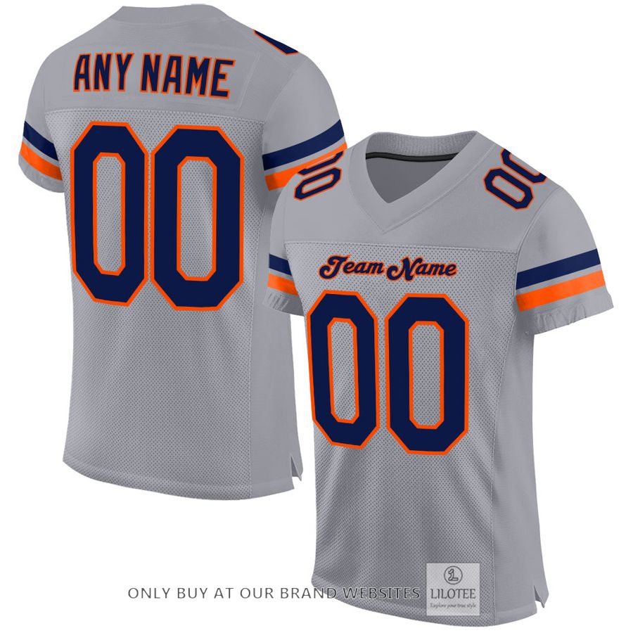 Personalized Light Gray Navy-Orange Football Jersey - LIMITED EDITION 16
