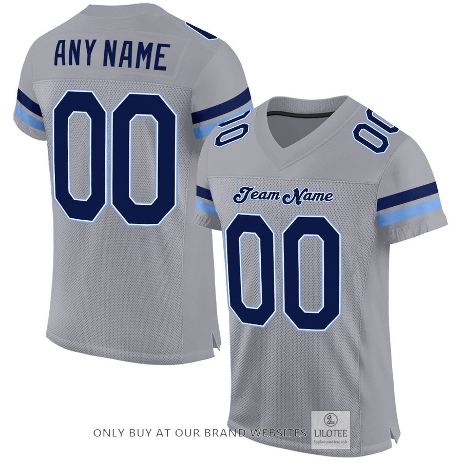 Personalized Light Gray Navy-Powder Blue Football Jersey - LIMITED EDITION 16