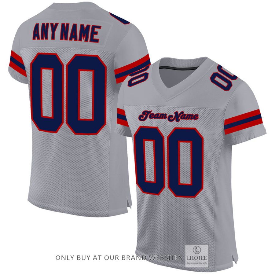 Personalized Light Gray Navy-Red Football Jersey - LIMITED EDITION 16