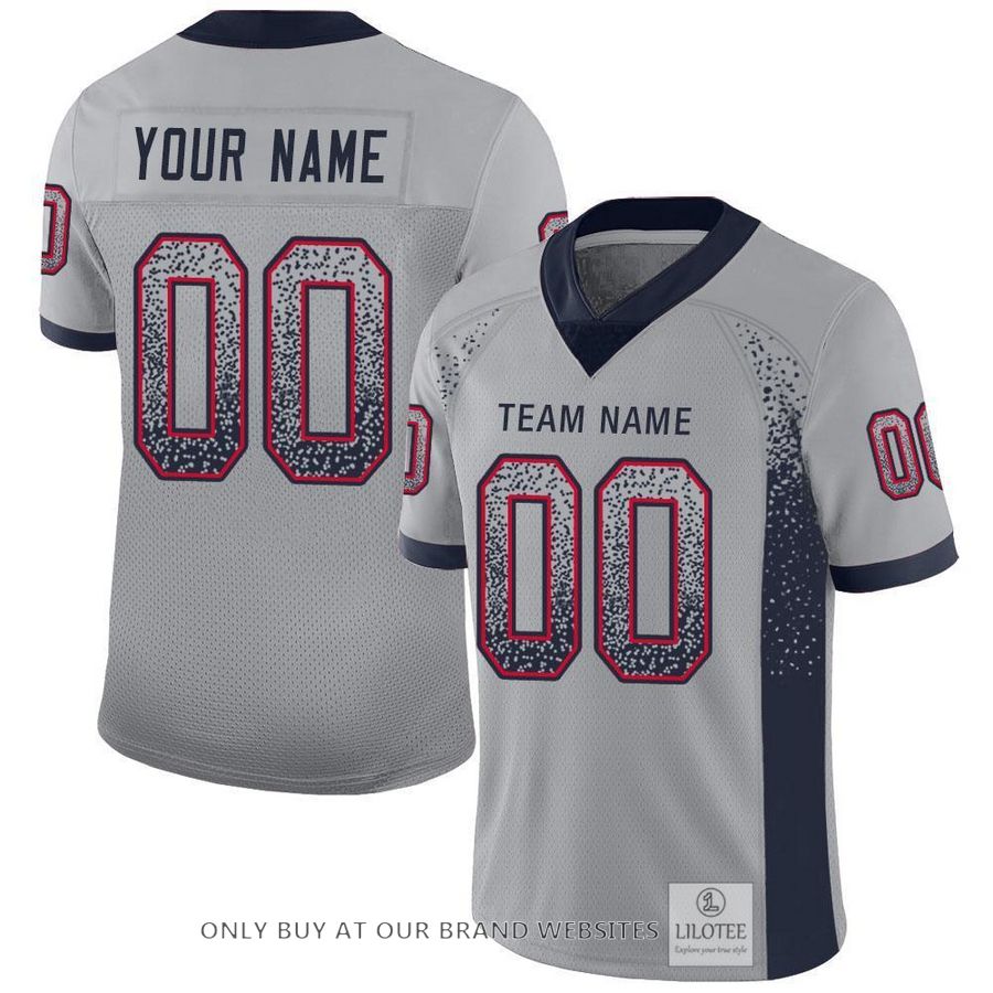 Personalized Light Gray Navy Scarlet Mesh Drift Football Jersey - LIMITED EDITION 5