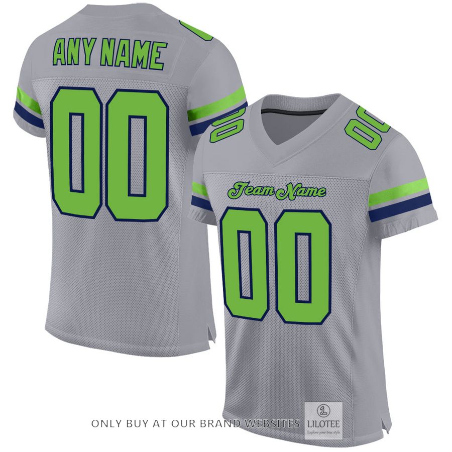 Personalized Light Gray Neon Green-Navy Football Jersey - LIMITED EDITION 16