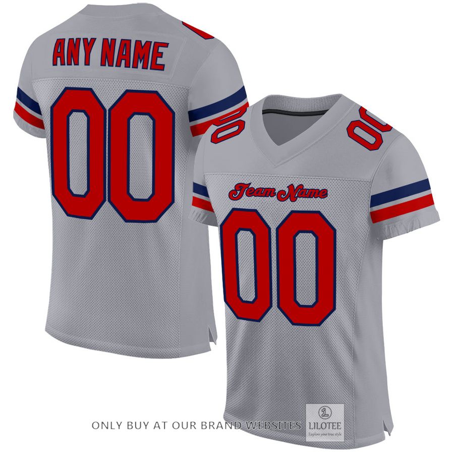 Personalized Light Gray Red-Navy Football Jersey - LIMITED EDITION 17