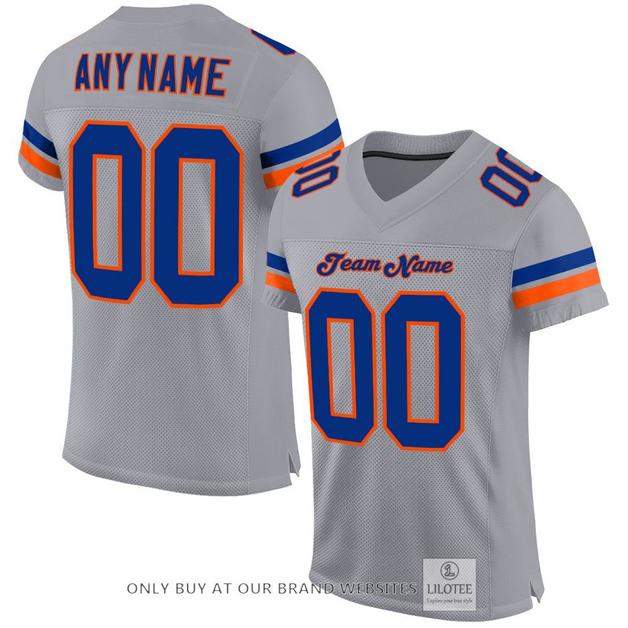 Personalized Light Gray Royal-Orange Football Jersey - LIMITED EDITION 16
