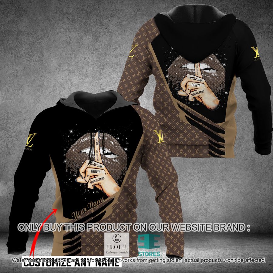 Personalized Lips Don't Judge Louis Vuitton black brown 3D Hoodie - LIMITED EDITION 8