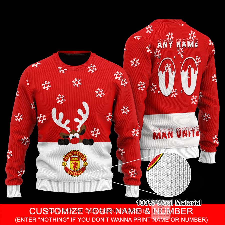 Personalized ManUnited Red Wool Sweater 9