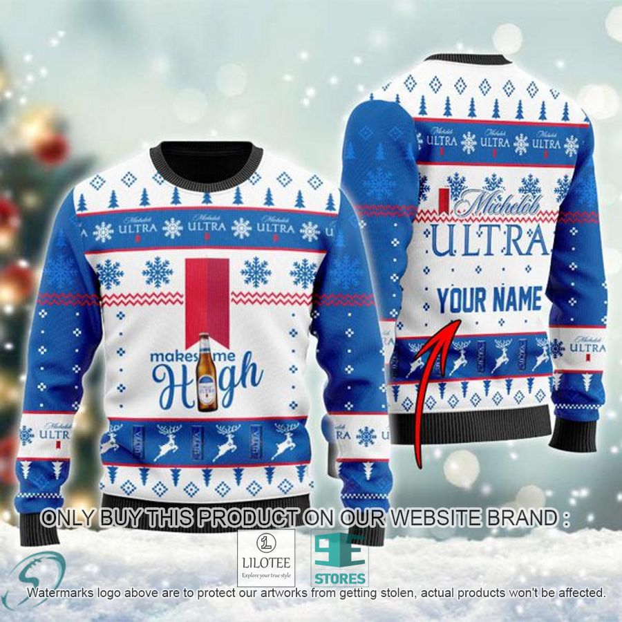 Personalized Michelob ULTRA Makes Me High Ugly Christmas Sweater - LIMITED EDITION 8