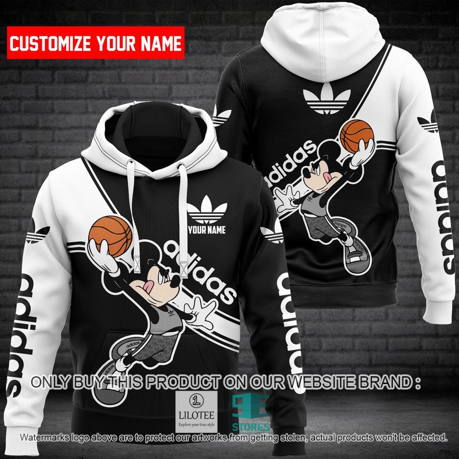 Personalized Mickey Mouse Football Adidas white black 3D Hoodie - LIMITED EDITION 8