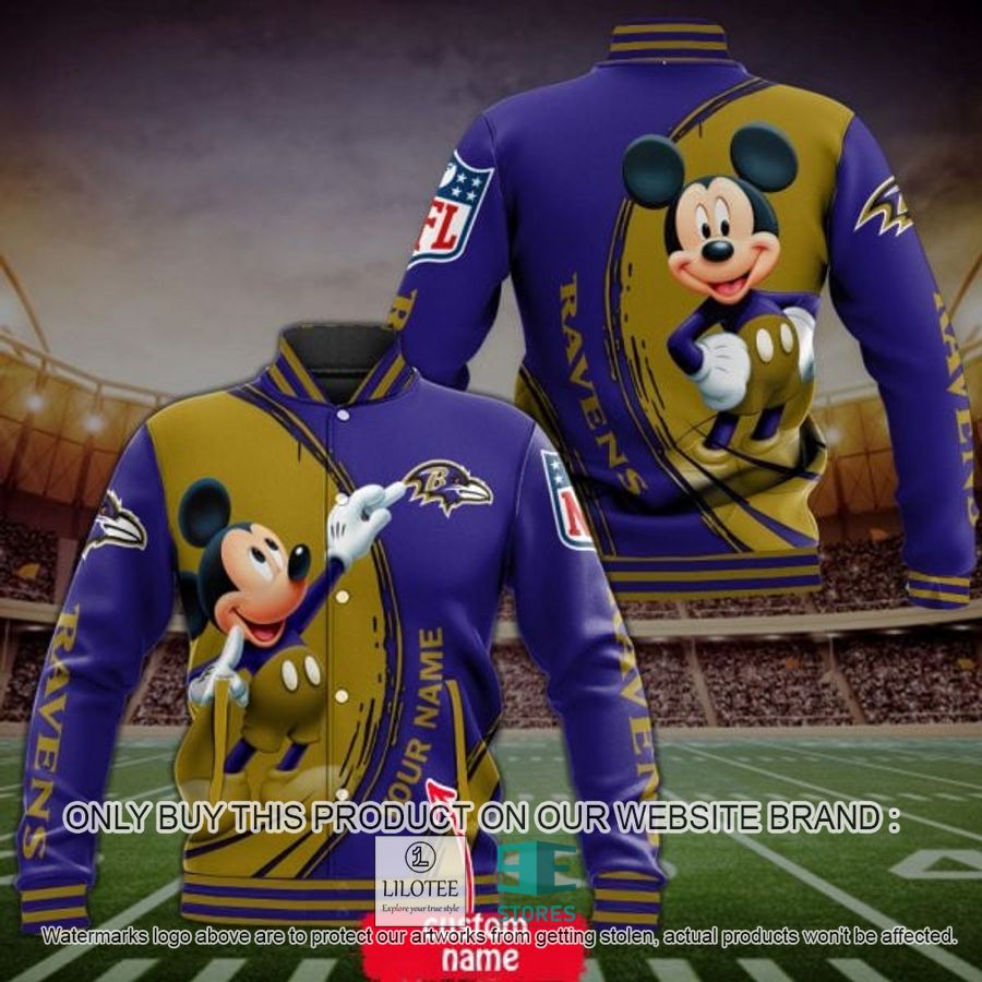 Personalized Mickey Mouse NFL Baltimore Ravens Baseball Jacket - LIMITED EDITION 2
