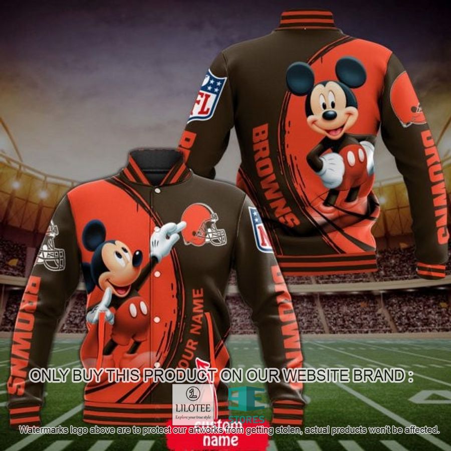 Personalized Mickey Mouse NFL Cleveland Browns Baseball Jacket - LIMITED EDITION 2