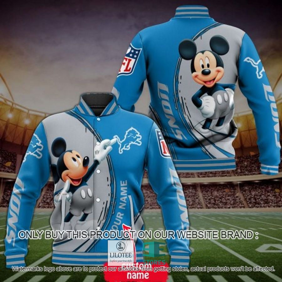 Personalized Mickey Mouse NFL Detroit Lions Baseball Jacket - LIMITED EDITION 3