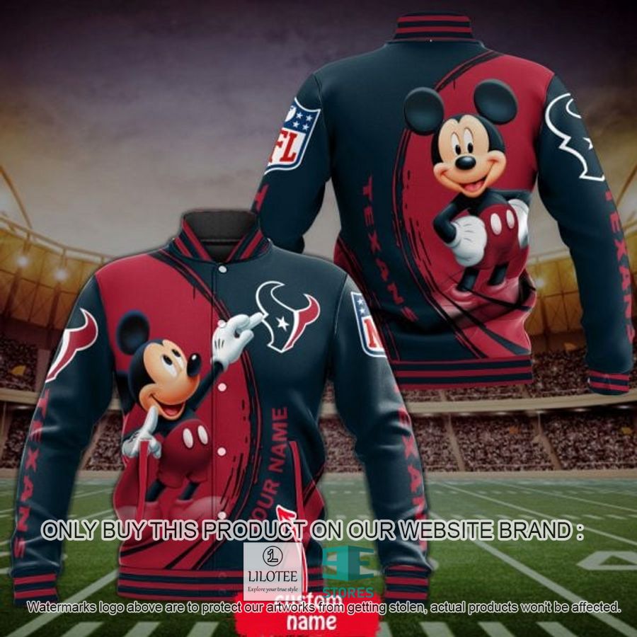Personalized Mickey Mouse NFL Houston Texans Baseball Jacket - LIMITED EDITION 3