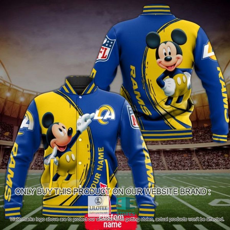 Personalized Mickey Mouse NFL Los Angeles Rams Baseball Jacket - LIMITED EDITION 2