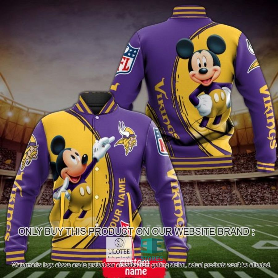 Personalized Mickey Mouse NFL Minnesota Vikings Baseball Jacket - LIMITED EDITION 3