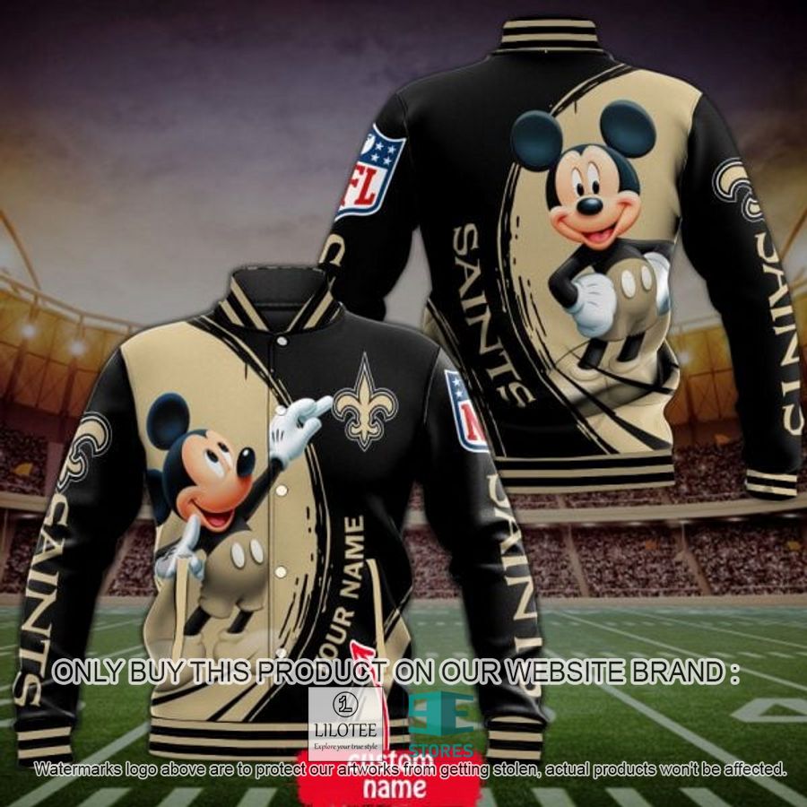 Personalized Mickey Mouse NFL New Orleans Saints Baseball Jacket - LIMITED EDITION 3
