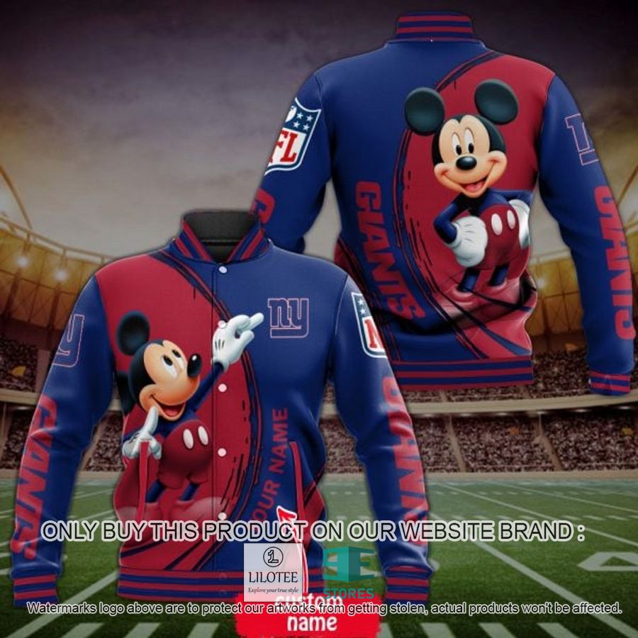 Personalized Mickey Mouse NFL New York Giants Baseball Jacket - LIMITED EDITION 2