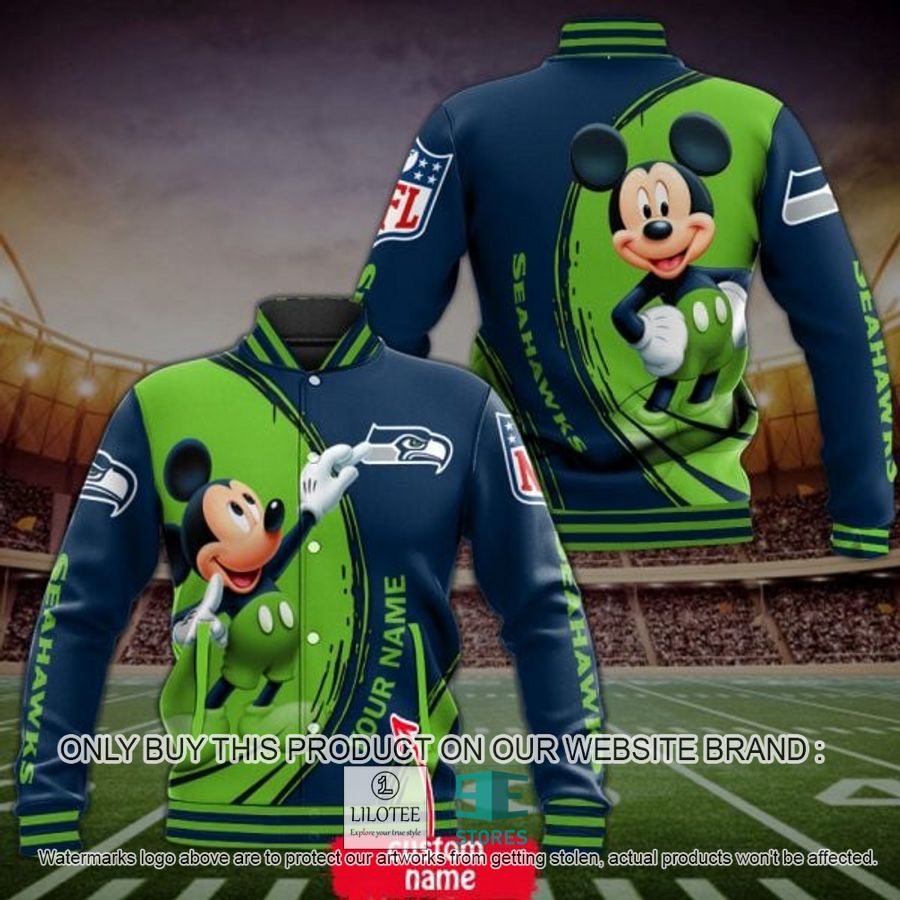 Personalized Mickey Mouse NFL Seattle Seahawks Baseball Jacket - LIMITED EDITION 2