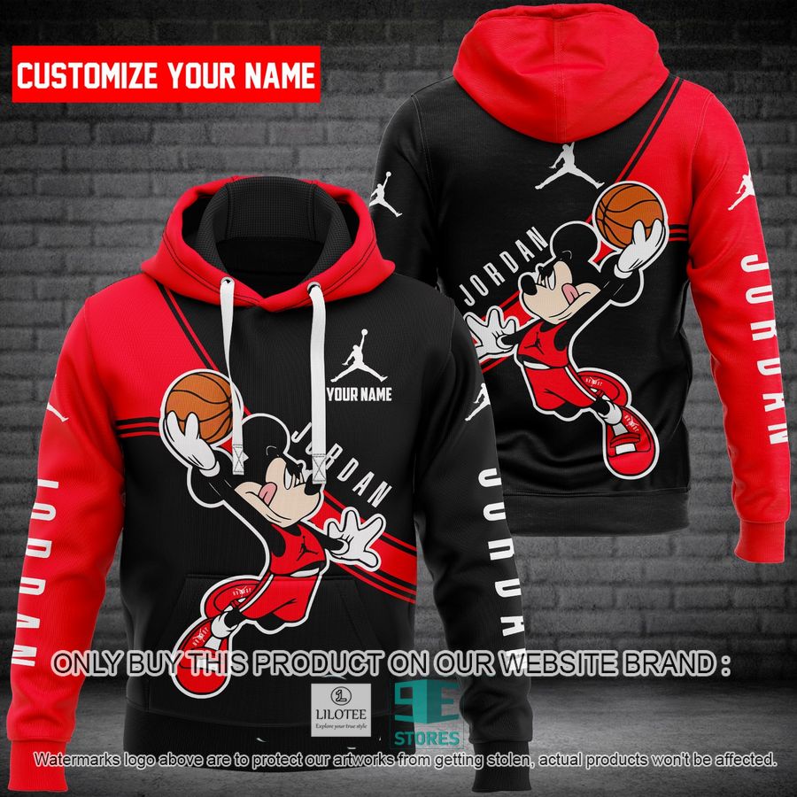 Personalized Mickey Mouse Playing Basketball Jordan Red 3D All Over Print Hoodie 8