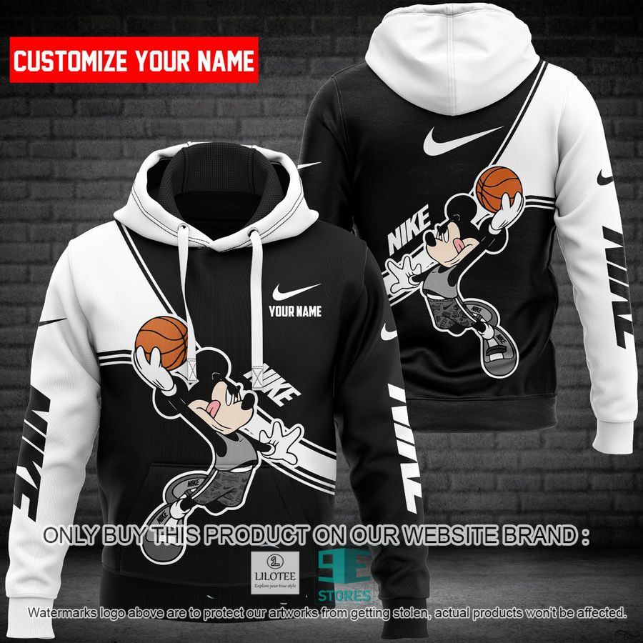 Personalized Mickey Mouse Playing Basketball Nike Black 3D All Over Print Hoodie 9