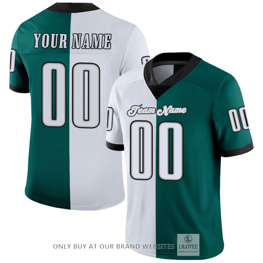 Personalized Midnight Green White-Black Mesh Split Fashion Football Jersey - LIMITED EDITION 16