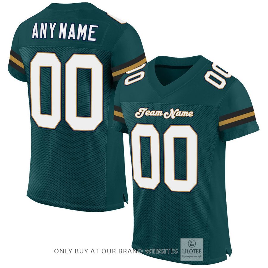Personalized Midnight Green White-Old Gold Football Jersey - LIMITED EDITION 16