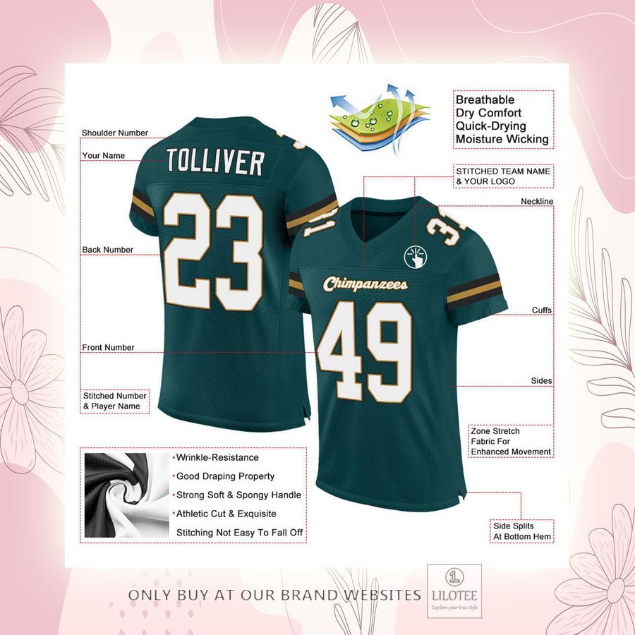 Personalized Midnight Green White-Old Gold Football Jersey - LIMITED EDITION 4 Personalized Midnight Green White-Old Gold Football Jersey - LIMITED EDITION - Image 4