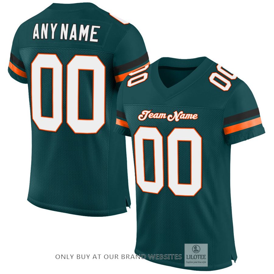 Personalized Midnight Green White-Orange Football Jersey - LIMITED EDITION 16