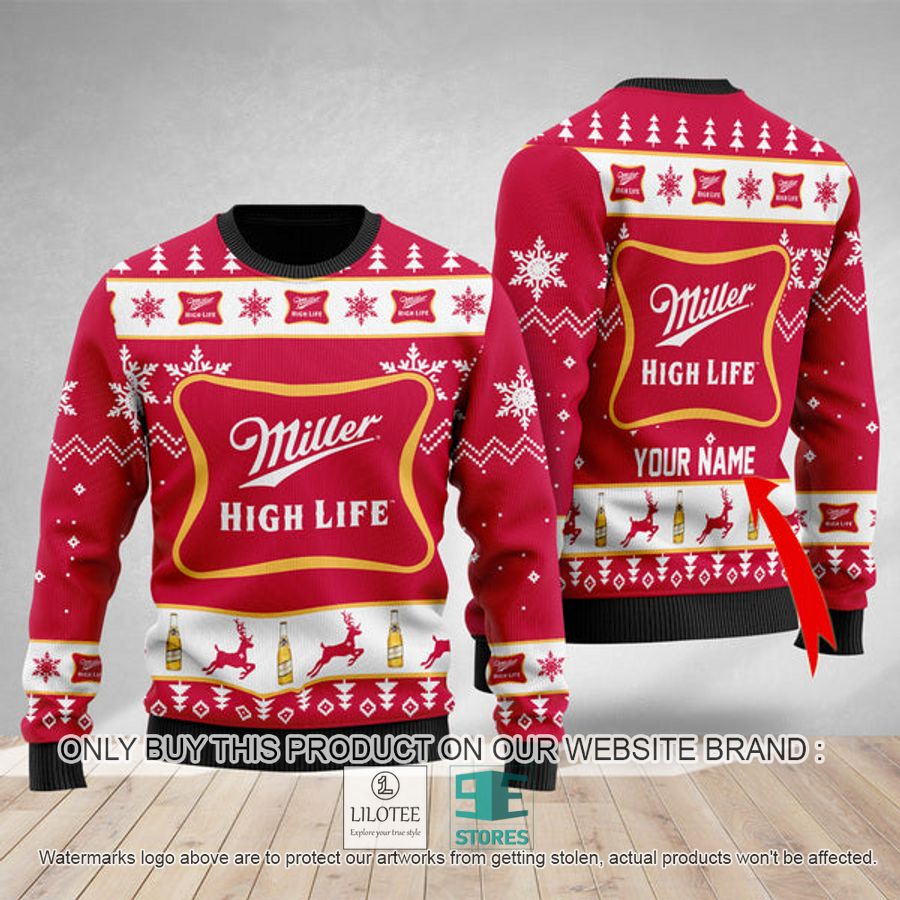 Personalized Miller High Life Ugly Christmas Sweater - LIMITED EDITION 9