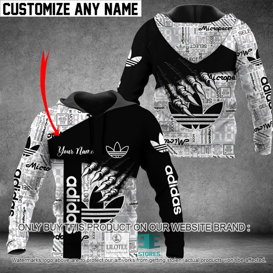 Personalized Monster Hand Adidas black white 3D Hoodie - LIMITED EDITION 9