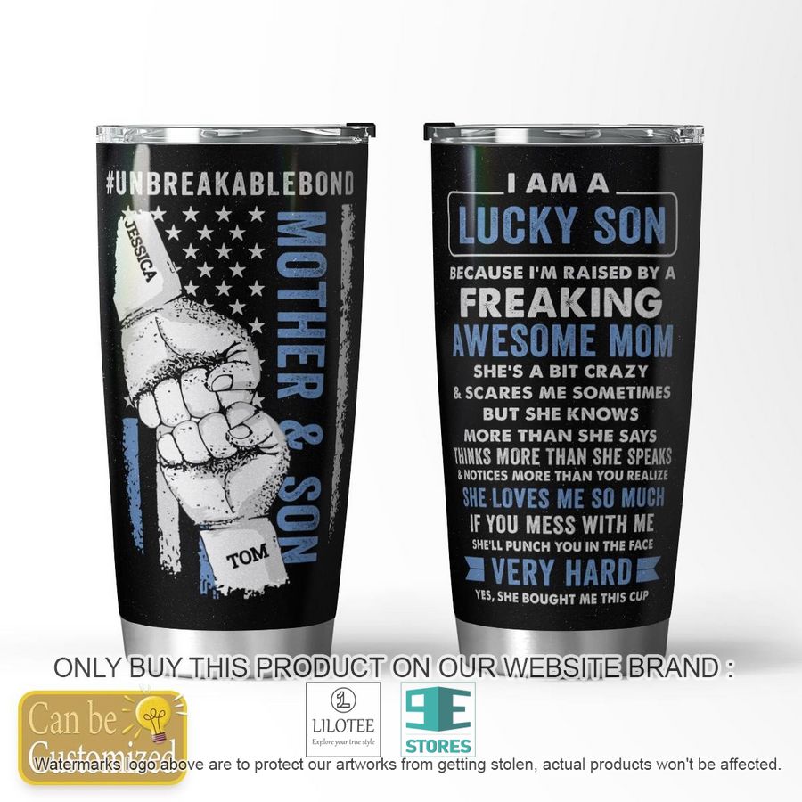 Personalized Mother & Son Unbreakable Bond Lucky Son Awesome Mom Tumbler- LIMITED EDITION 6