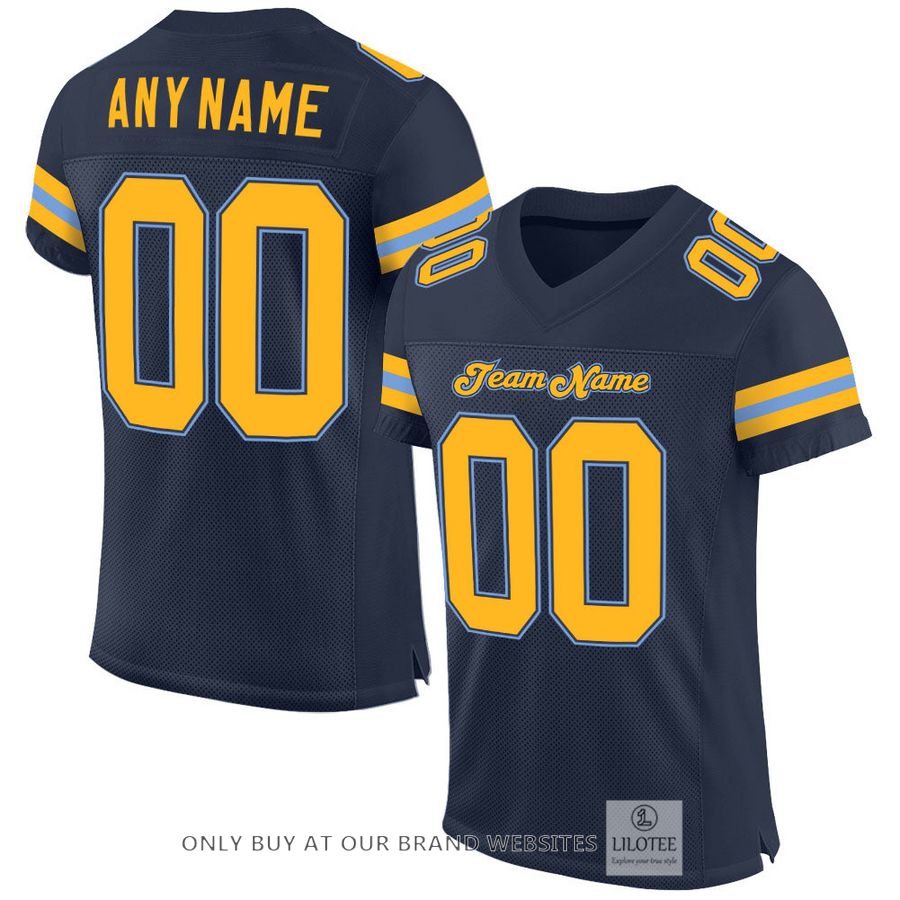 Personalized Navy Gold-Light Blue Football Jersey - LIMITED EDITION 17