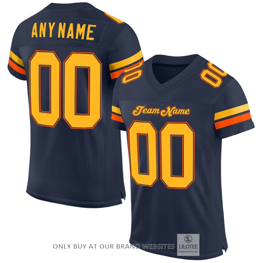 Personalized Navy Gold-Orange Football Jersey - LIMITED EDITION 16