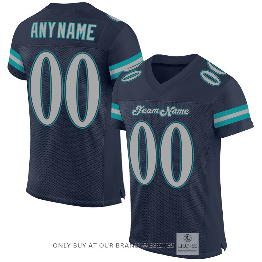 Personalized Navy Gray-Aqua Football Jersey - LIMITED EDITION 16
