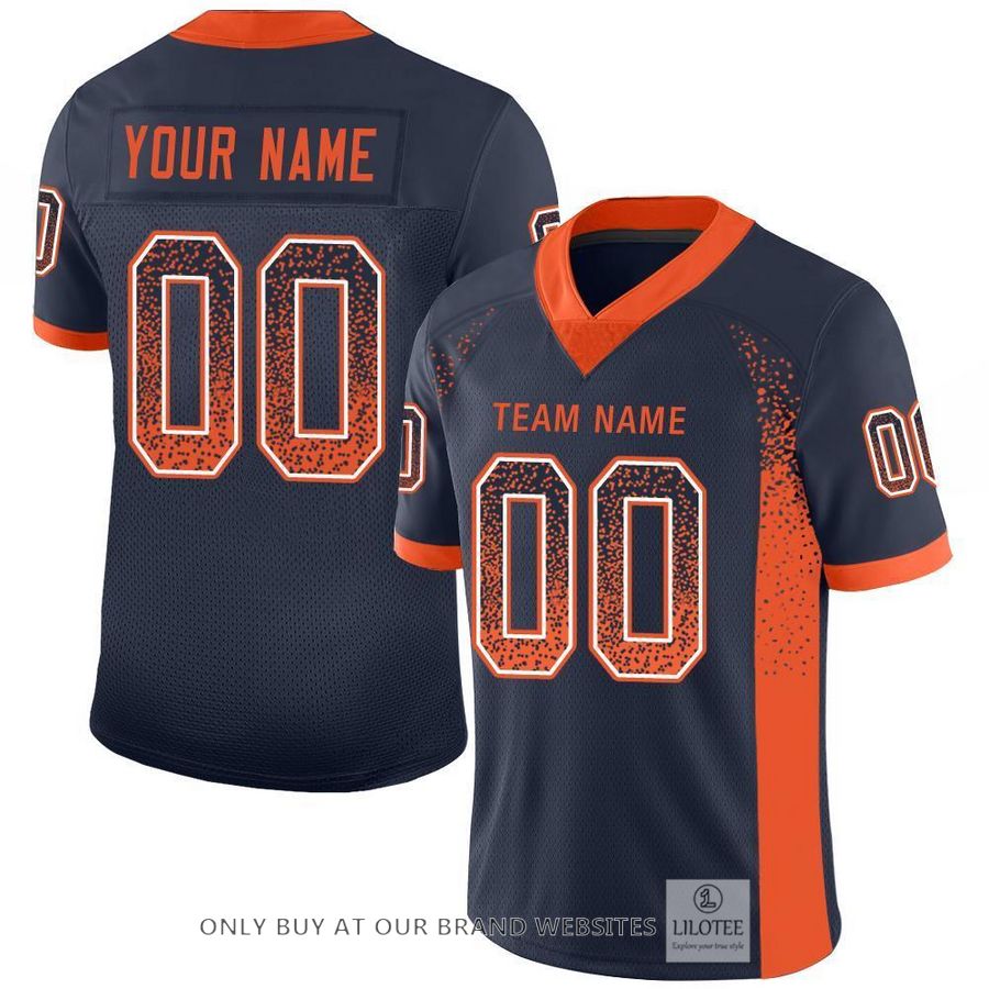 Personalized Navy Orange White Mesh Drift Football Jersey - LIMITED EDITION 4