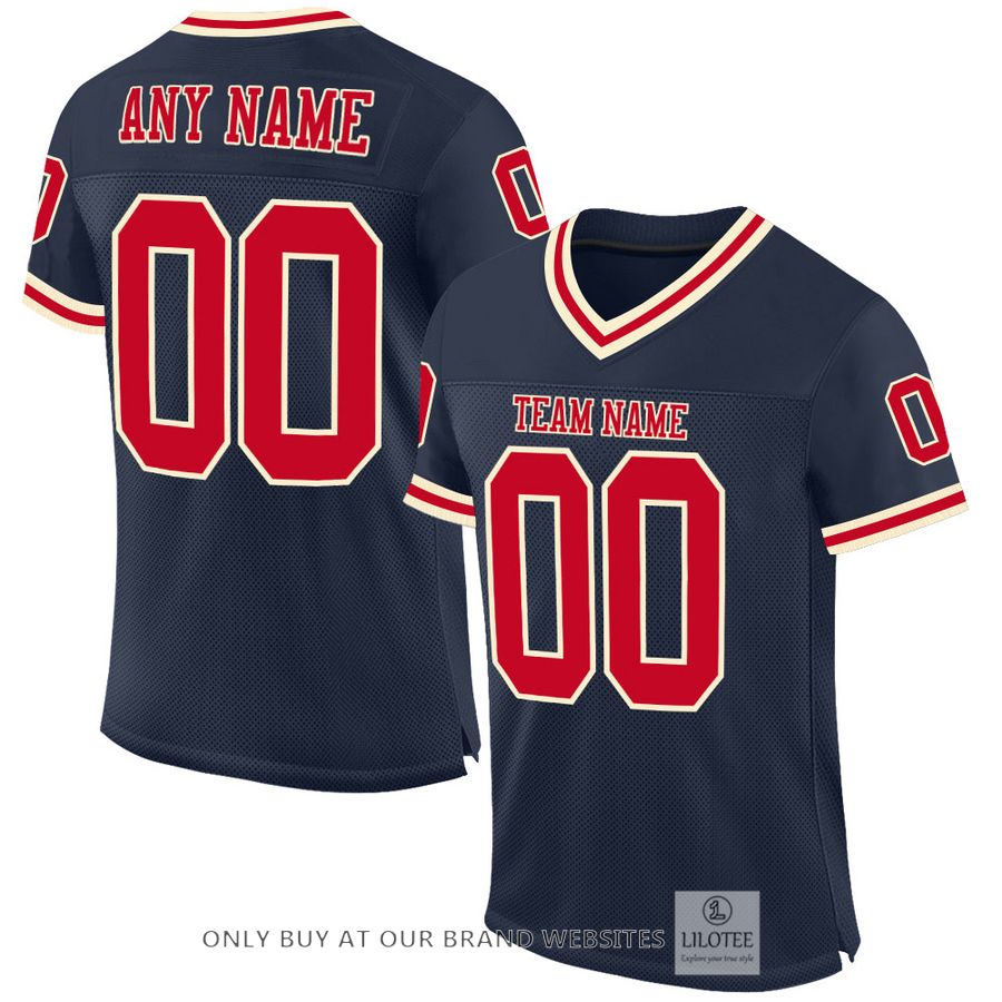 Personalized Navy Red-Cream Football Jersey - LIMITED EDITION 16