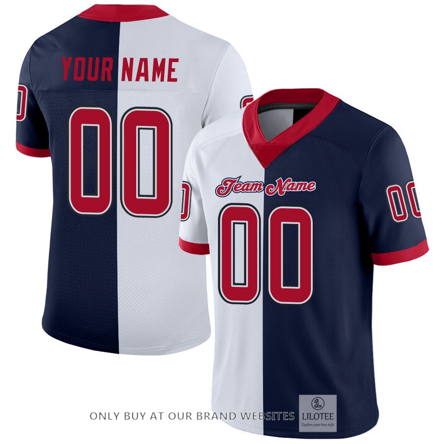 Personalized Navy Red-White Mesh Split Fashion Football Jersey - LIMITED EDITION 16