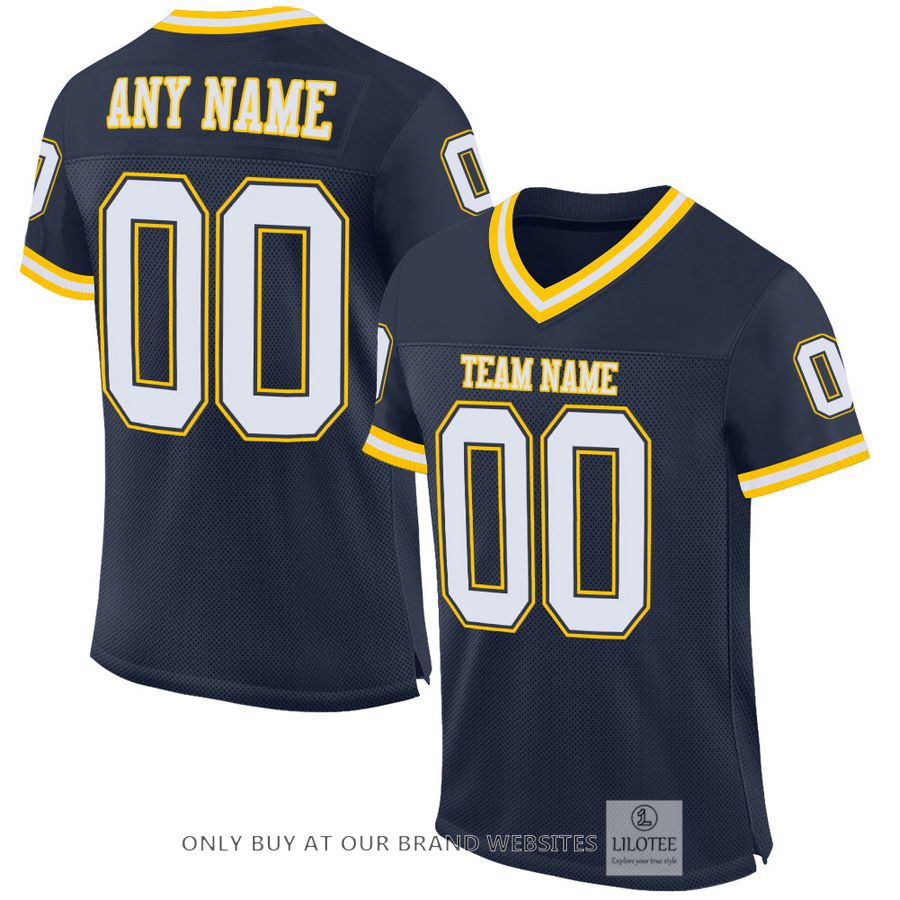 Personalized Navy White-Gold Football Jersey - LIMITED EDITION 24