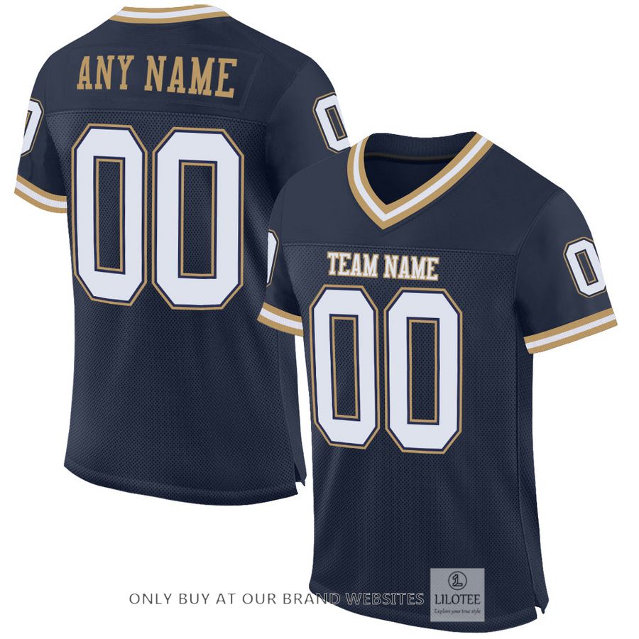 Personalized Navy White-Old Gold Football Jersey - LIMITED EDITION 33