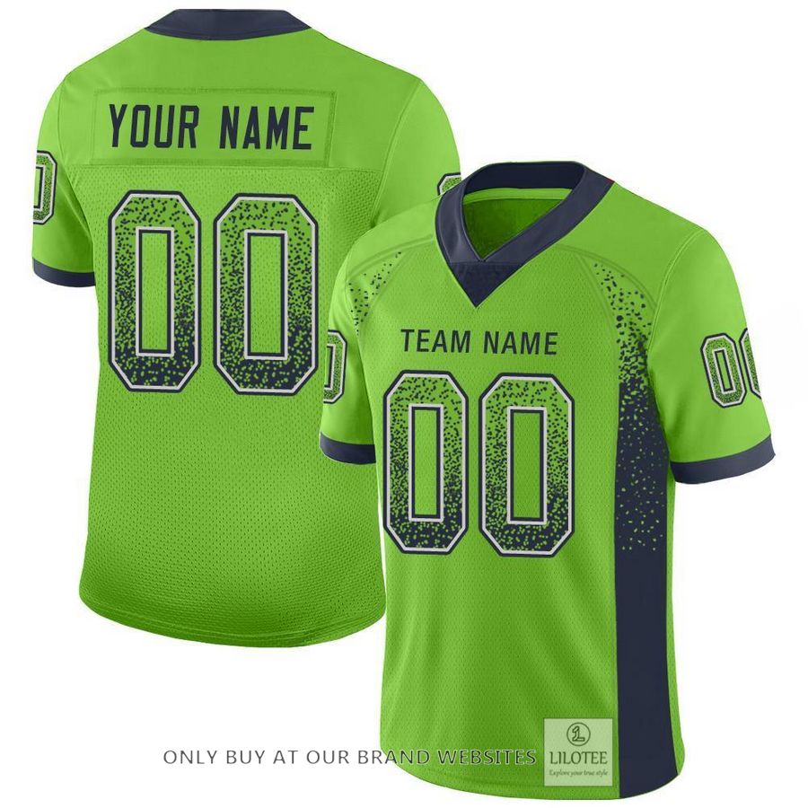 Personalized Neon Green Navy Gray Mesh Drift Football Jersey - LIMITED EDITION 5
