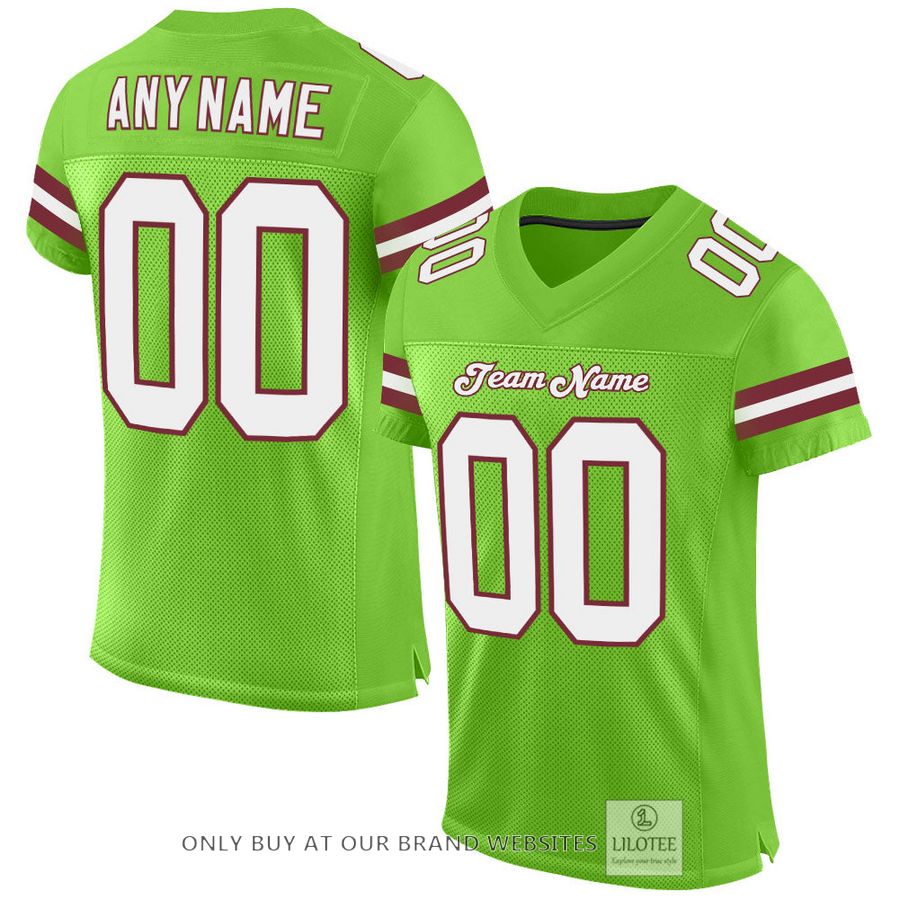 Personalized Neon Green White-Burgundy Football Jersey - LIMITED EDITION 17