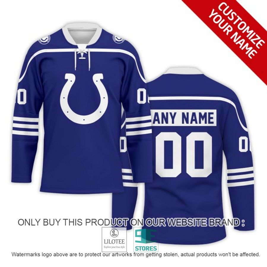 Personalized NFL Indianapolis Colts Logo Hockey Jersey - LIMITED EDITION 6