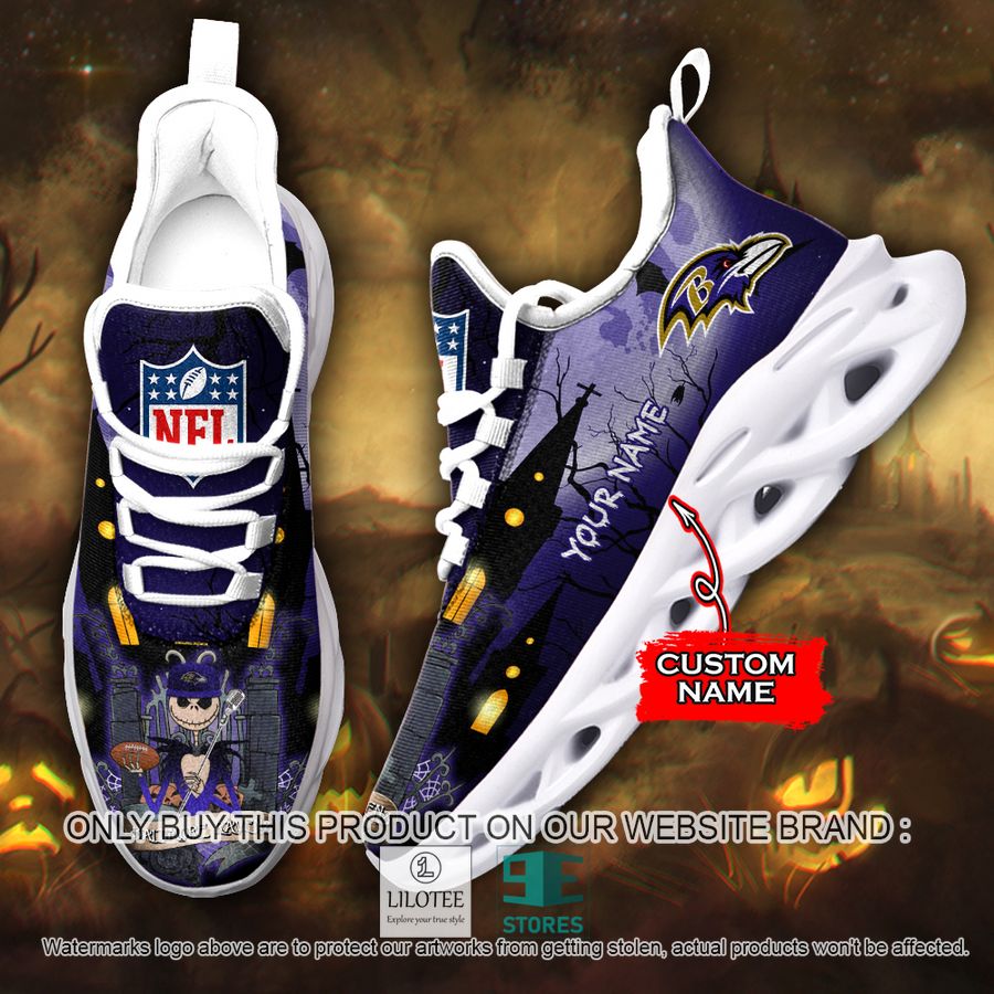 Personalized NFL Jack Skellington Baltimore Ravens Max Soul Shoes - LIMITED EDITION 9