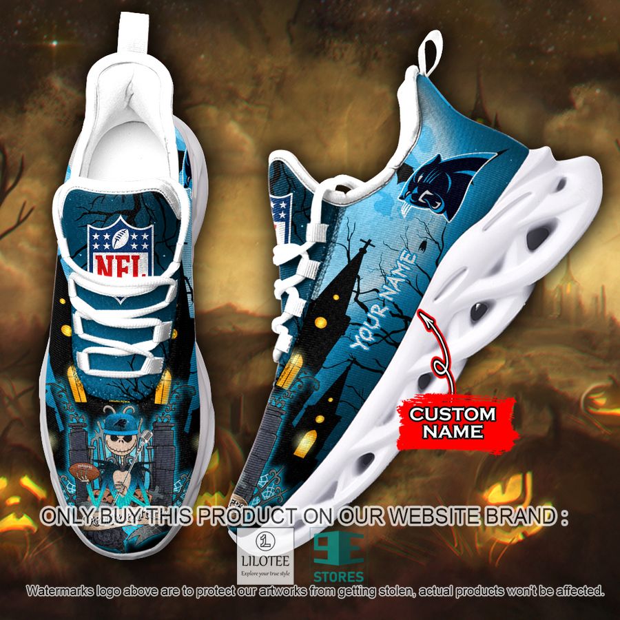 Personalized NFL Jack Skellington Carolina Panthers Max Soul Shoes - LIMITED EDITION 9