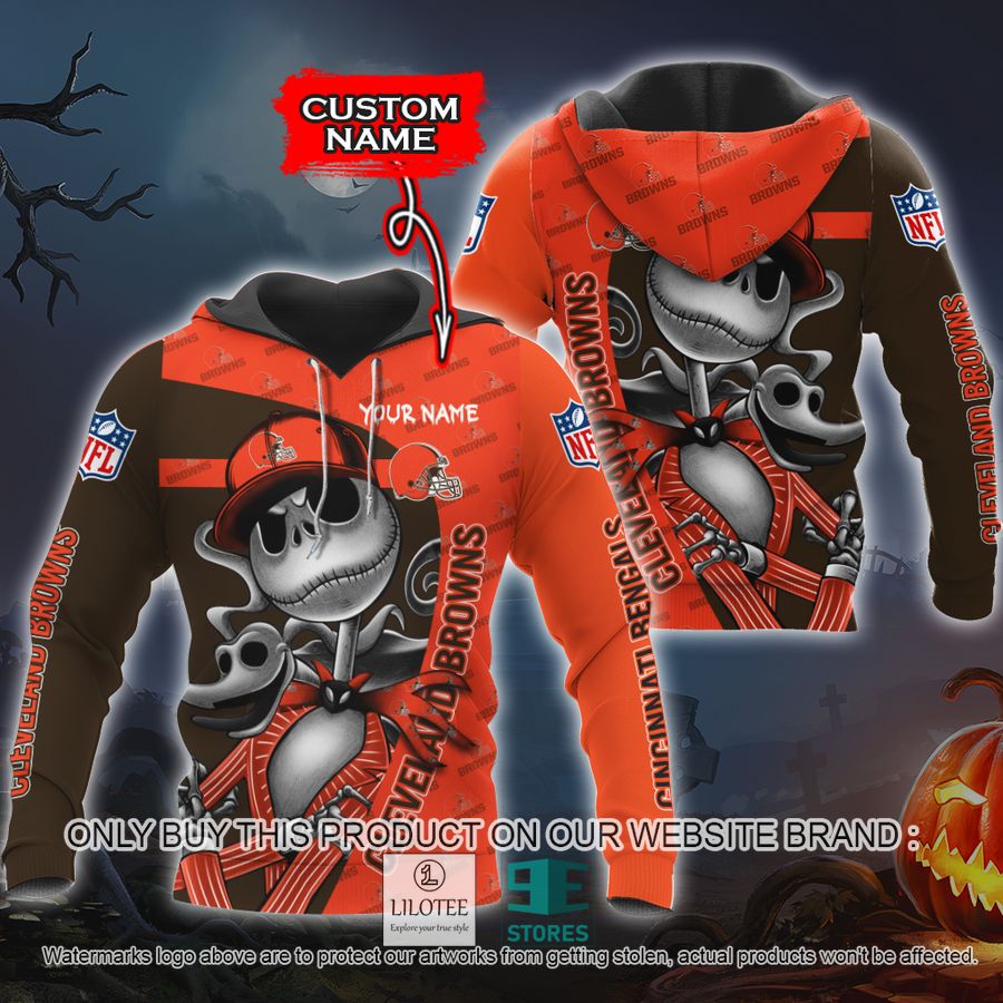 Personalized NFL Jack Skellington Cleveland Browns Shirt, Hoodie - LIMITED EDITION 9