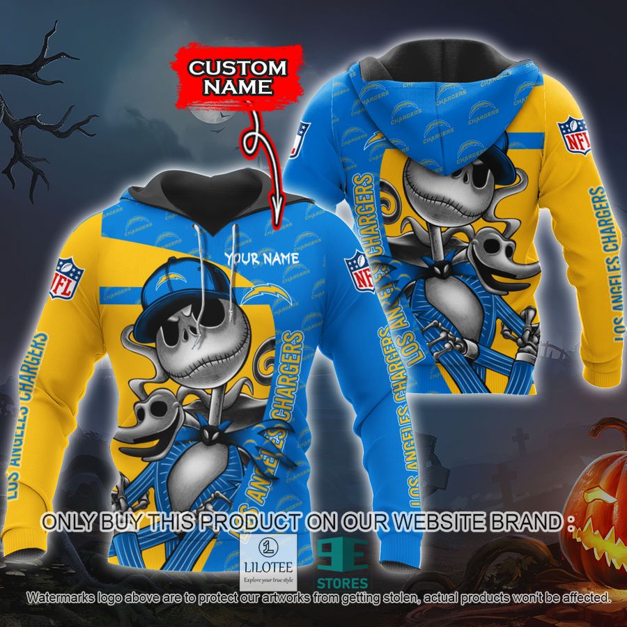 Personalized NFL Jack Skellington Los Angeles Chargers Shirt, Hoodie - LIMITED EDITION 9