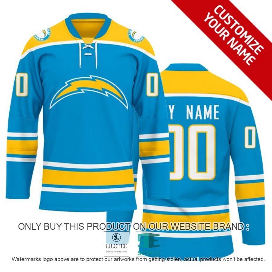 Personalized NFL Los Angeles Chargers Logo Hockey Jersey - LIMITED EDITION 7