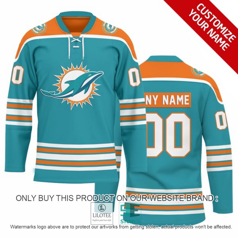 Personalized NFL Miami Dolphins Logo Hockey Jersey - LIMITED EDITION 6
